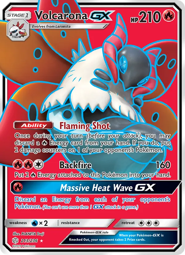 Volcarona GX — Cosmic Eclipse #213 (Pokémon TCG card)