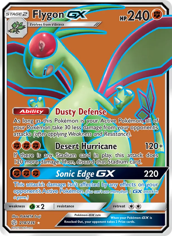 Flygon GX — Cosmic Eclipse #218 (Pokémon TCG card)
