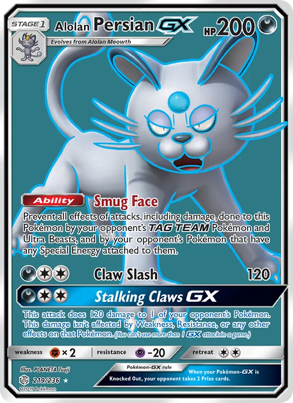 Alolan Persian GX — Cosmic Eclipse #219 (Pokémon TCG card)