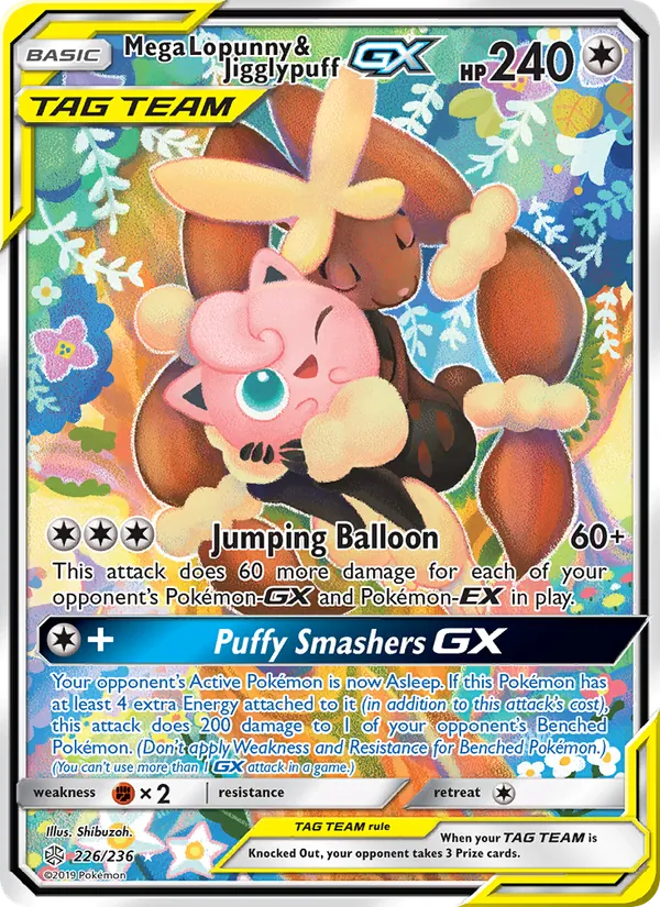 Mega Lopunny & Jigglypuff GX — Cosmic Eclipse #226 (Pokémon TCG card)