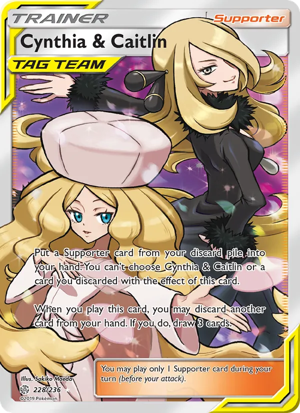 Cynthia & Caitlin — Cosmic Eclipse #228 (Pokémon TCG card)
