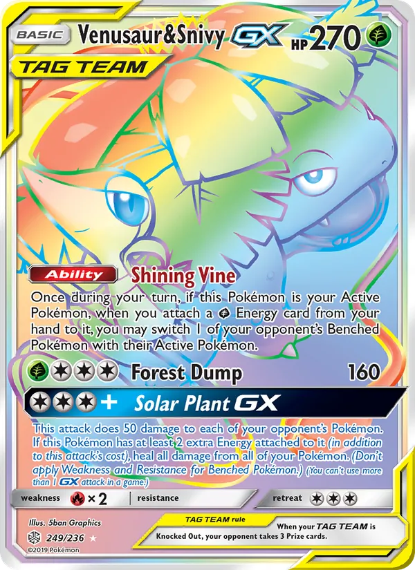 Venusaur & Snivy GX — Cosmic Eclipse #249 (Pokémon TCG card)