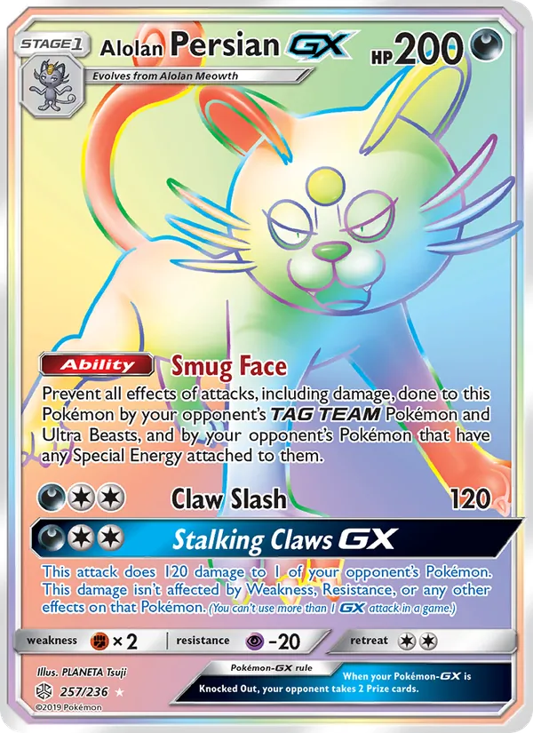 Alolan Persian GX — Cosmic Eclipse #257 (Pokémon TCG card)