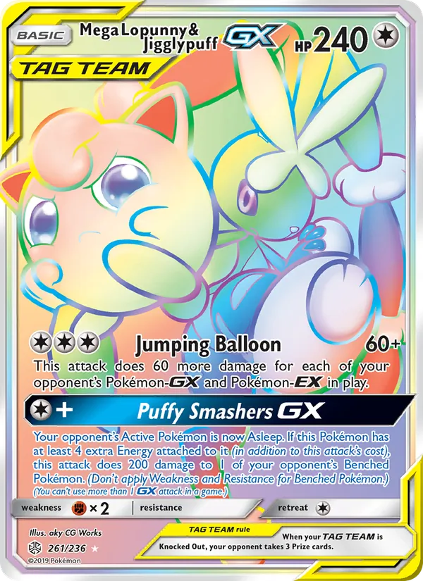 Mega Lopunny & Jigglypuff GX — Cosmic Eclipse #261 (Pokémon TCG card)