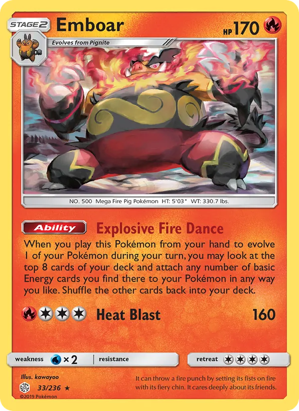 Emboar — Cosmic Eclipse #33 (Pokémon TCG card)