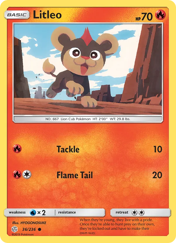 Litleo — Cosmic Eclipse #36 (Pokémon TCG card)