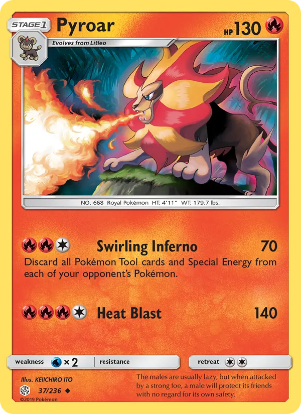 Pyroar — Cosmic Eclipse #37 (Pokémon TCG card)
