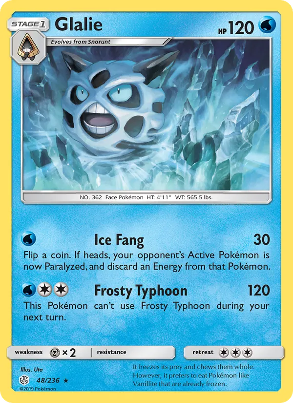 Glalie — Cosmic Eclipse #48 (Pokémon TCG card)
