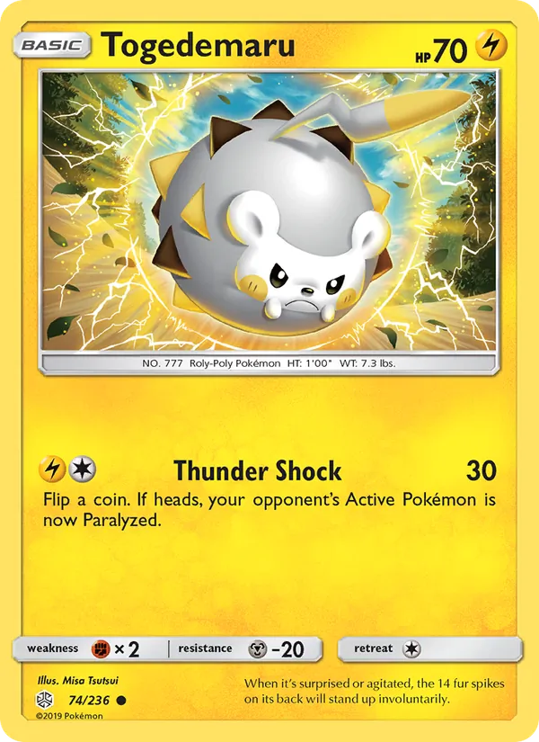 Togedemaru — Cosmic Eclipse #74 (Pokémon TCG card)