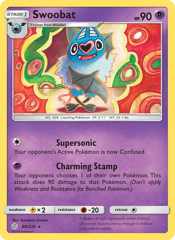 Swoobat — Cosmic Eclipse #88 (Pokémon TCG card)