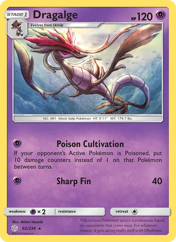 Dragalge — Cosmic Eclipse #92 (Pokémon TCG card)