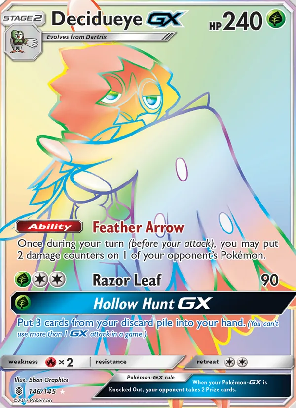 Decidueye GX — Guardians Rising #146 (Pokémon TCG card)