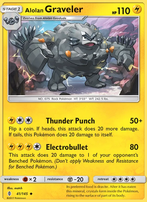 Alolan Graveler — Guardians Rising #41 (Pokémon TCG card)