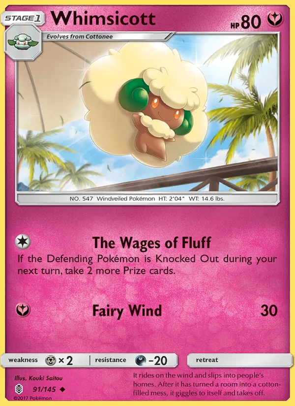 Whimsicott — Guardians Rising #91 (Pokémon TCG card)