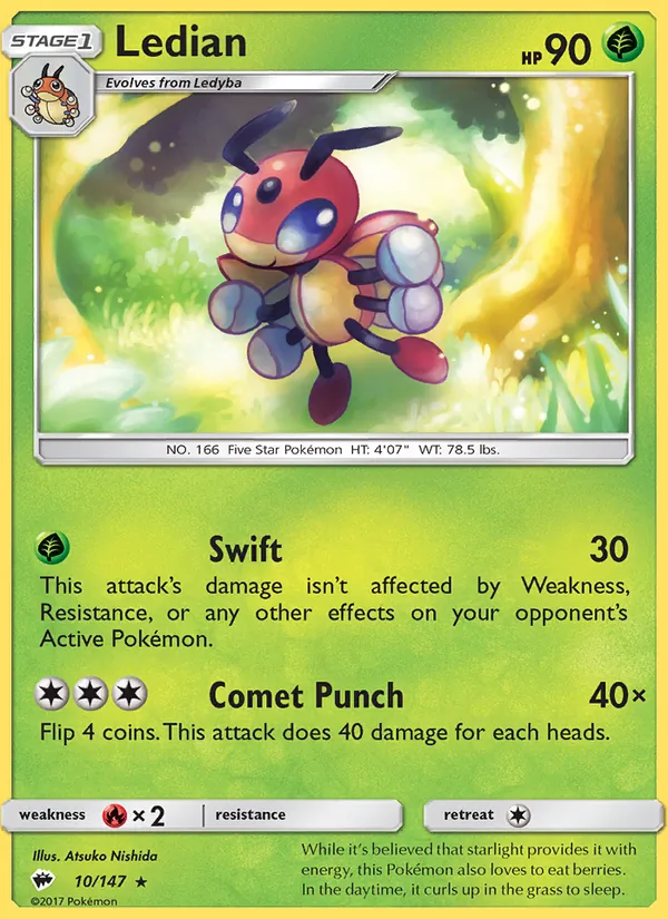 Ledian — Burning Shadows #10 (Pokémon TCG card)