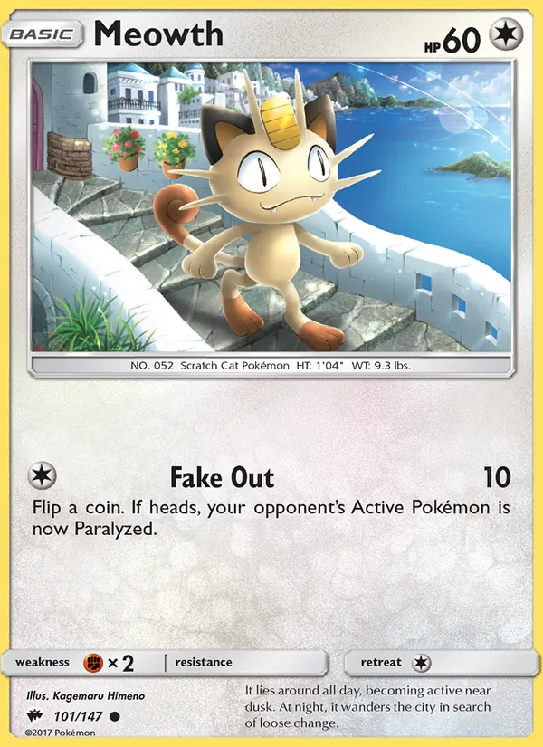 Meowth — Burning Shadows #101 (Pokémon TCG card)