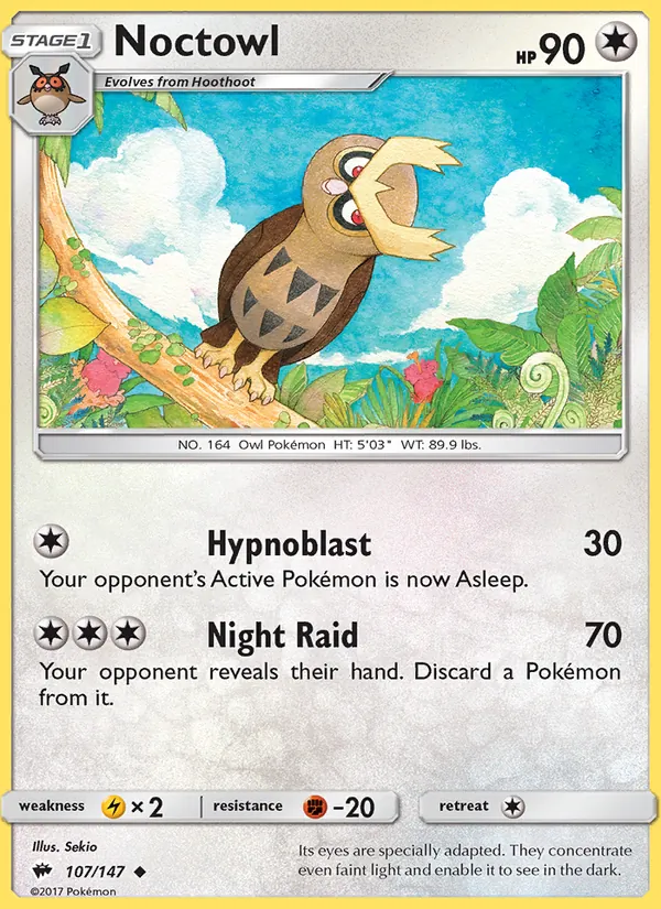 Noctowl — Burning Shadows #107 (Pokémon TCG card)