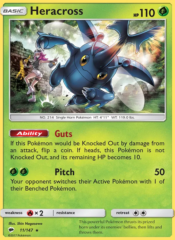 Heracross — Burning Shadows #11 (Pokémon TCG card)
