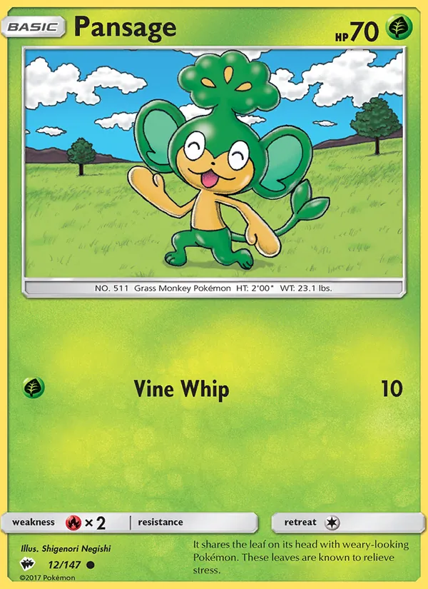Pansage — Burning Shadows #12 (Pokémon TCG card)