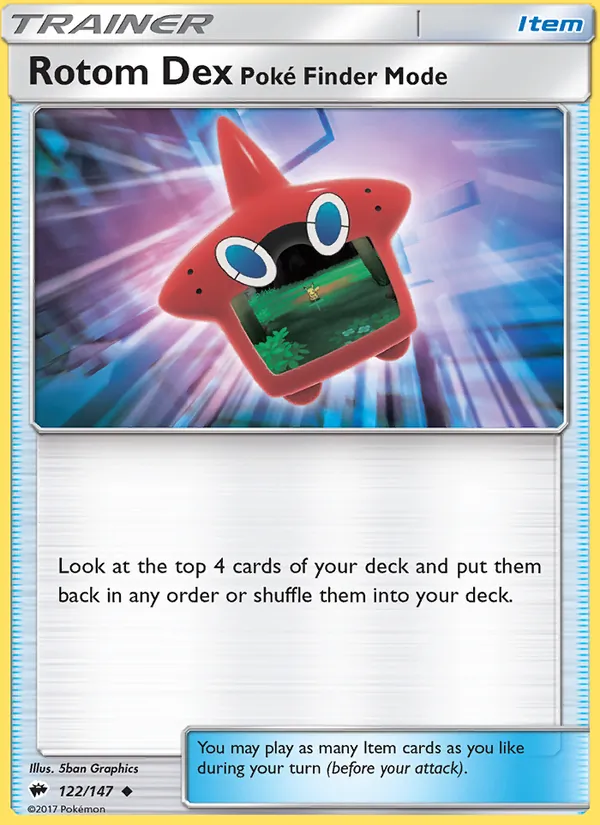 Rotom Dex—Poké Finder Mode — Burning Shadows #122 (Pokémon TCG card)