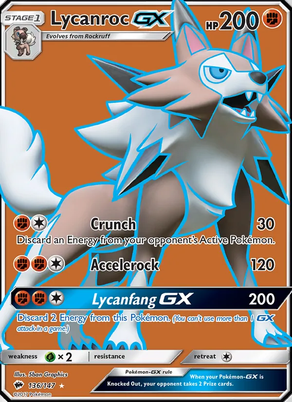Lycanroc GX — Burning Shadows #136 (Pokémon TCG card)