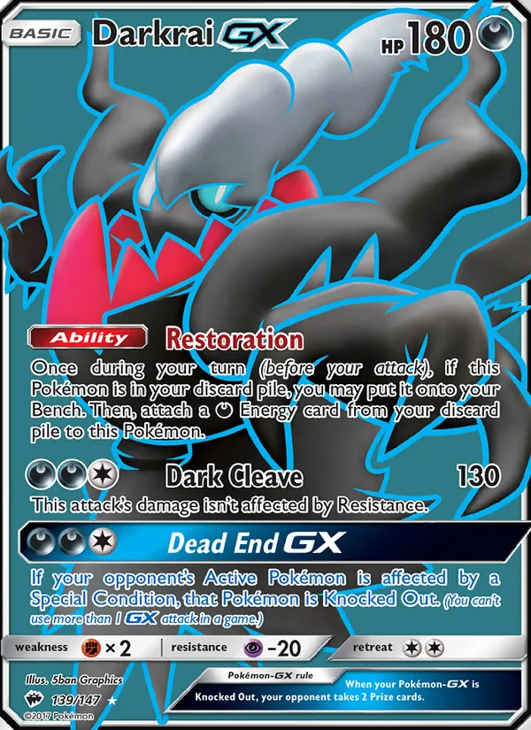 Darkrai GX — Burning Shadows #139 (Pokémon TCG card)
