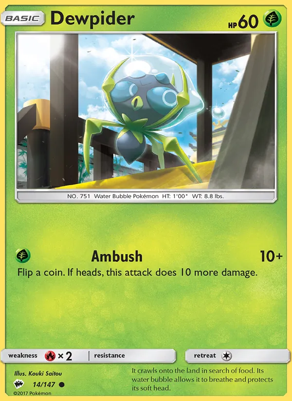 Dewpider — Burning Shadows #14 (Pokémon TCG card)