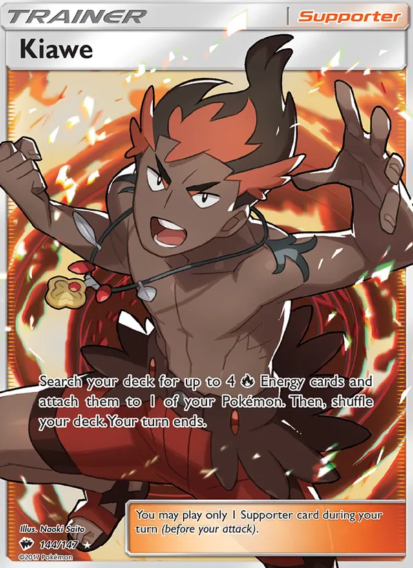 Kiawe — Burning Shadows #144 (Pokémon TCG card)