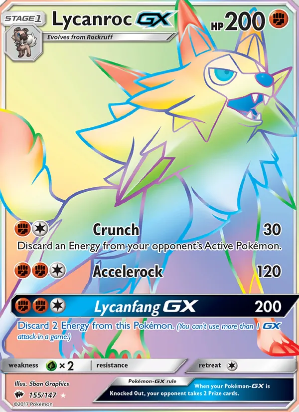 Lycanroc GX — Burning Shadows #155 (Pokémon TCG card)