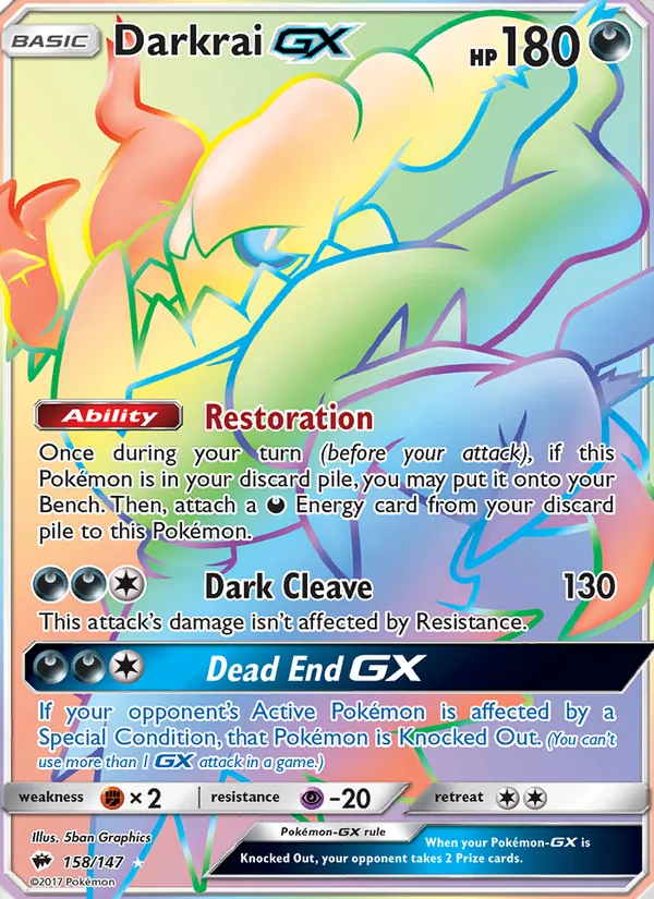 Darkrai GX — Burning Shadows #158 (Pokémon TCG card)