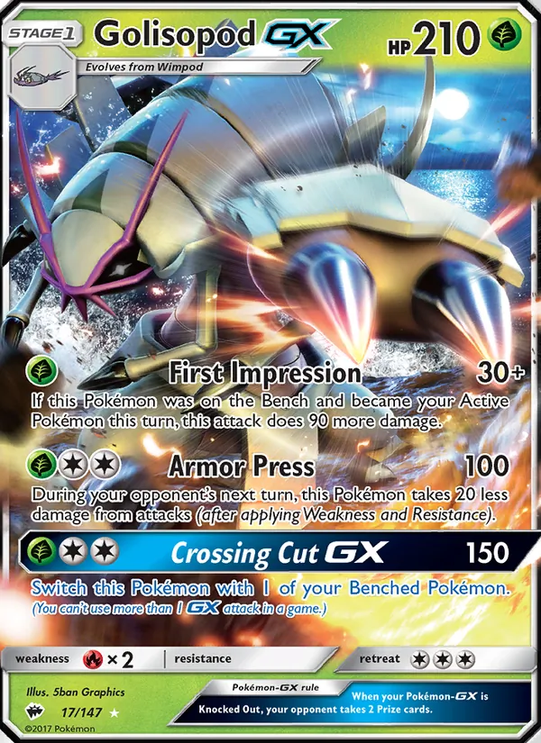 Golisopod GX — Burning Shadows #17 (Pokémon TCG card)