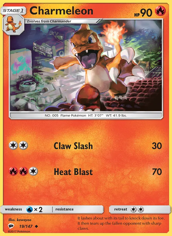 Charmeleon — Burning Shadows #19 (Pokémon TCG card)