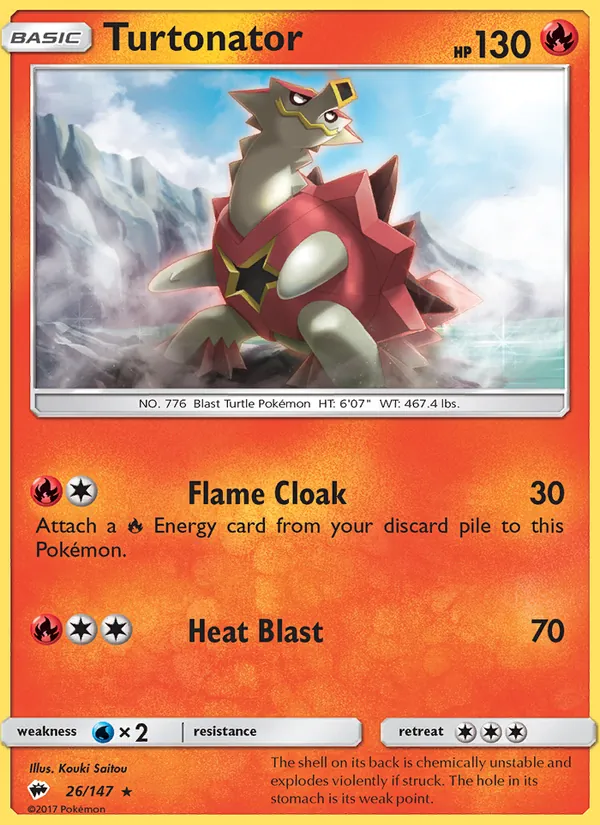 Turtonator — Burning Shadows #26 (Pokémon TCG card)