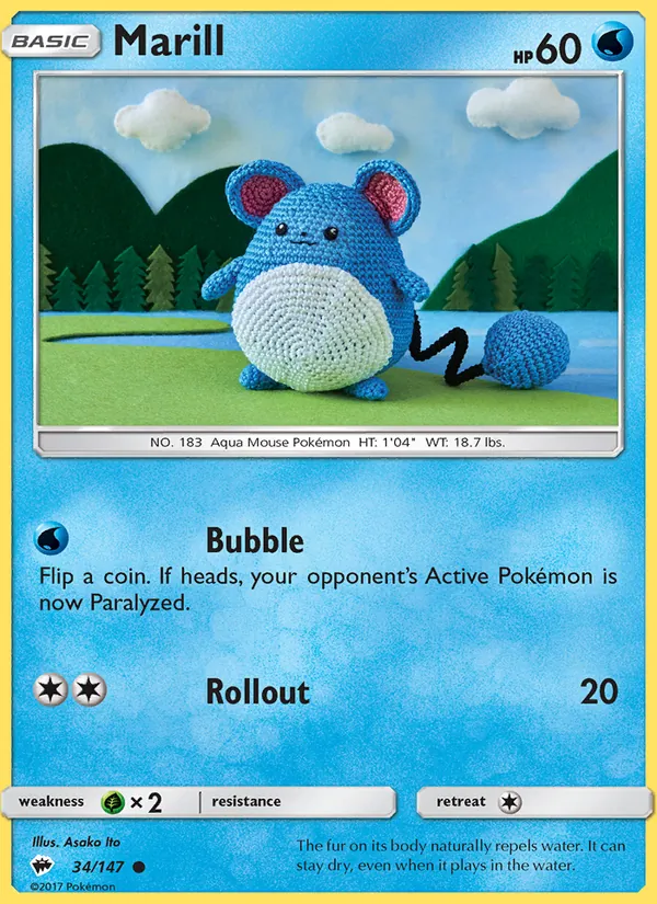 Marill — Burning Shadows #34 (Pokémon TCG card)