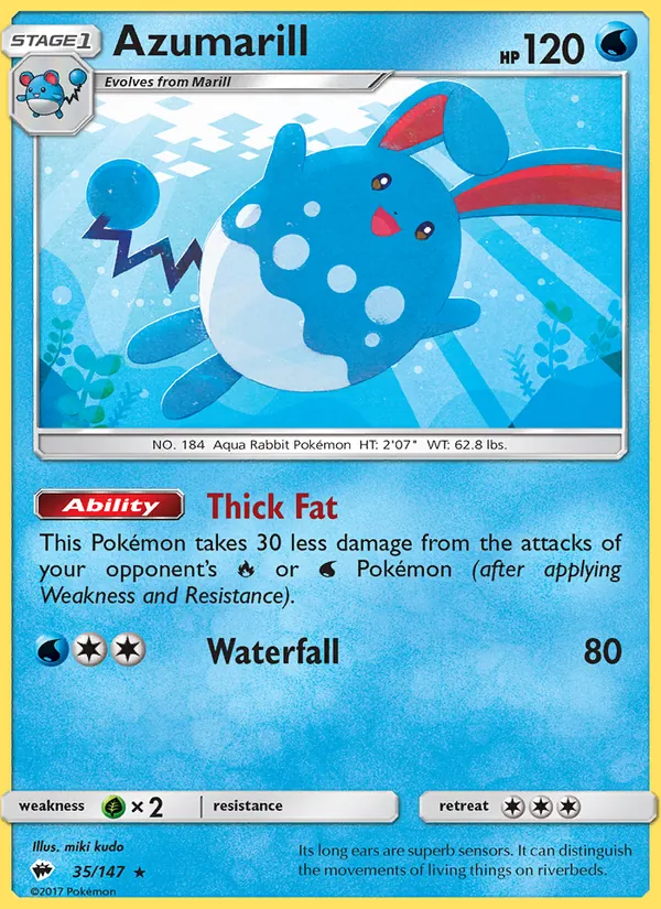 Azumarill — Burning Shadows #35 (Pokémon TCG card)