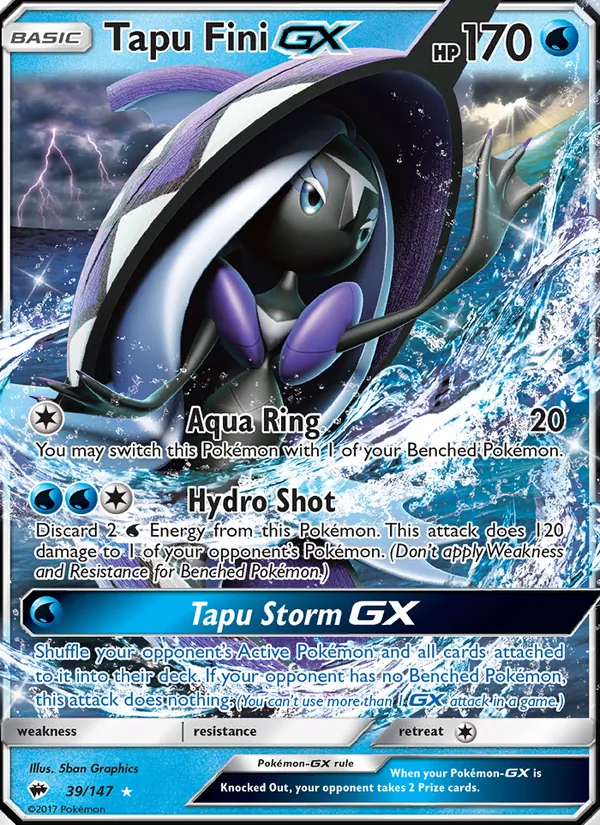 Tapu Fini GX — Burning Shadows #39 (Pokémon TCG card)