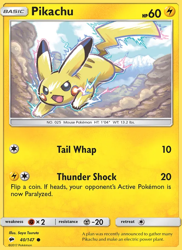 Pikachu — Burning Shadows #40 (Pokémon TCG card)