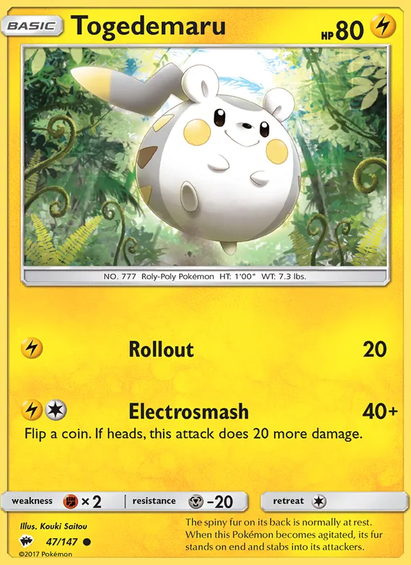 Togedemaru — Burning Shadows #47 (Pokémon TCG card)