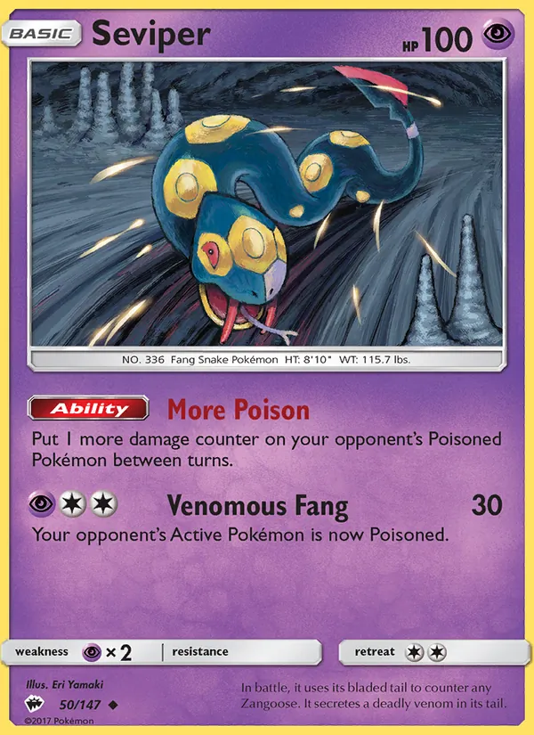 Seviper — Burning Shadows #50 (Pokémon TCG card)