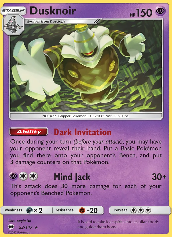 Dusknoir — Burning Shadows #53 (Pokémon TCG card)