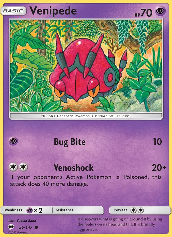Venipede — Burning Shadows #56 (Pokémon TCG card)