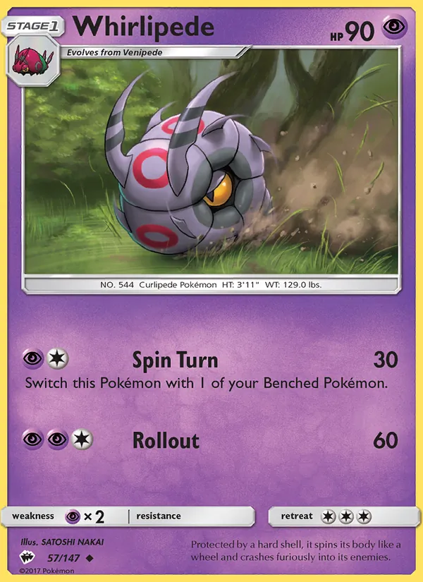 Whirlipede — Burning Shadows #57 (Pokémon TCG card)