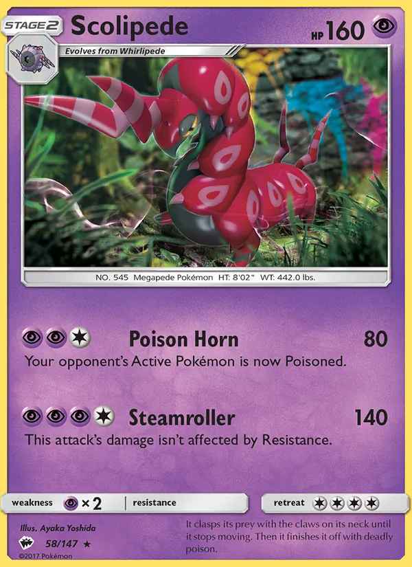 Scolipede — Burning Shadows #58 (Pokémon TCG card)
