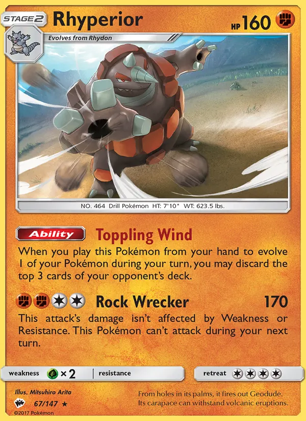Rhyperior — Burning Shadows #67 (Pokémon TCG card)