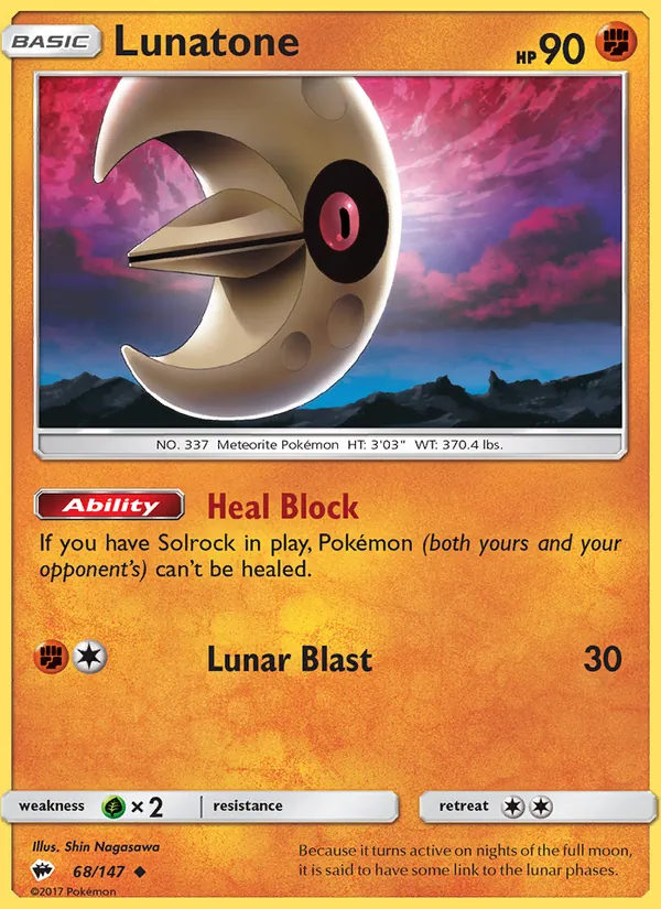 Lunatone — Burning Shadows #68 (Pokémon TCG card)