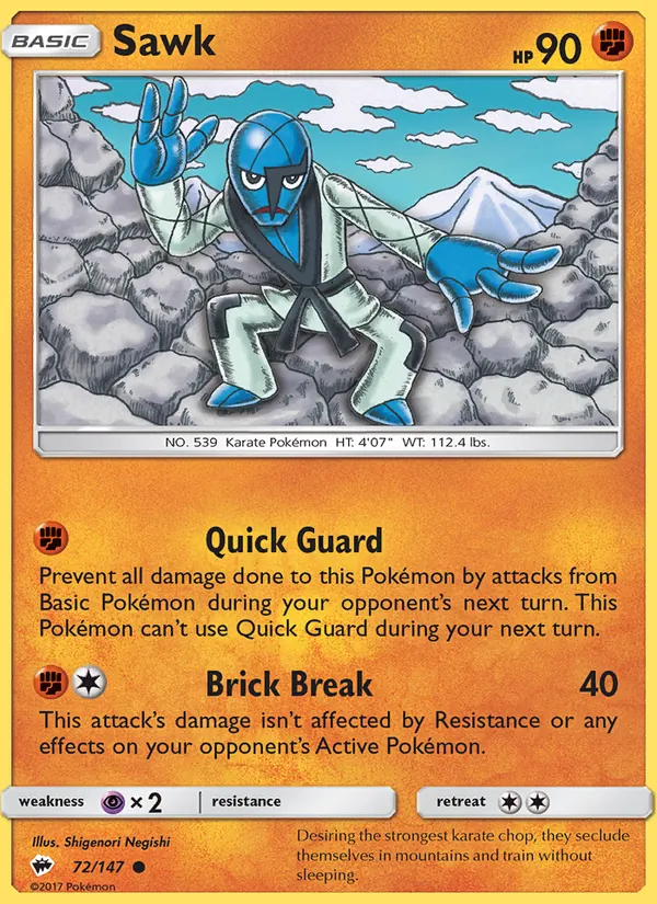 Sawk — Burning Shadows #72 (Pokémon TCG card)