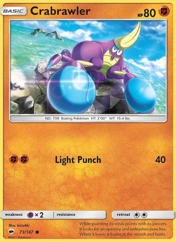 Crabrawler — Burning Shadows #73 (Pokémon TCG card)