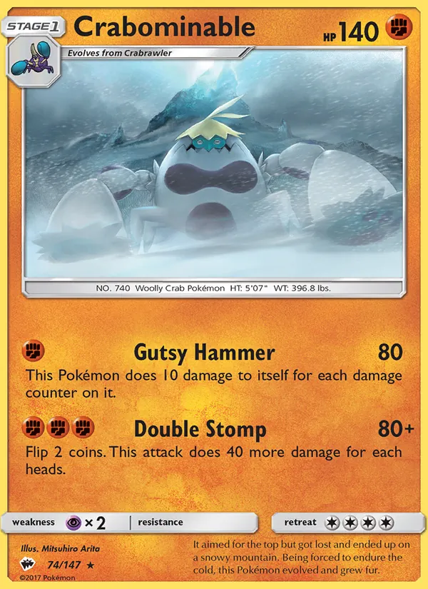Crabominable — Burning Shadows #74 (Pokémon TCG card)