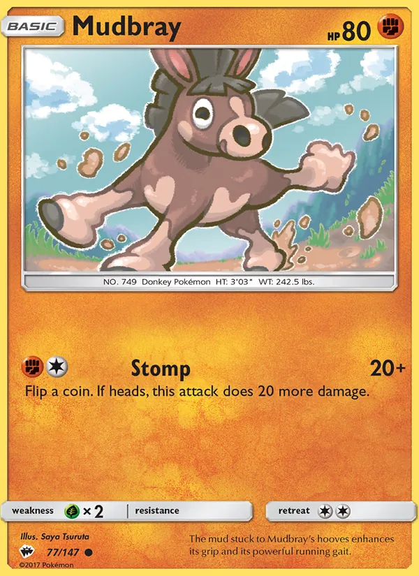 Mudbray — Burning Shadows #77 (Pokémon TCG card)