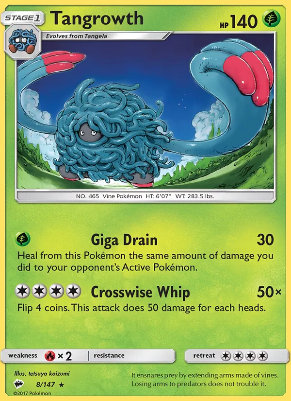 Tangrowth — Burning Shadows #8 (Pokémon TCG card)
